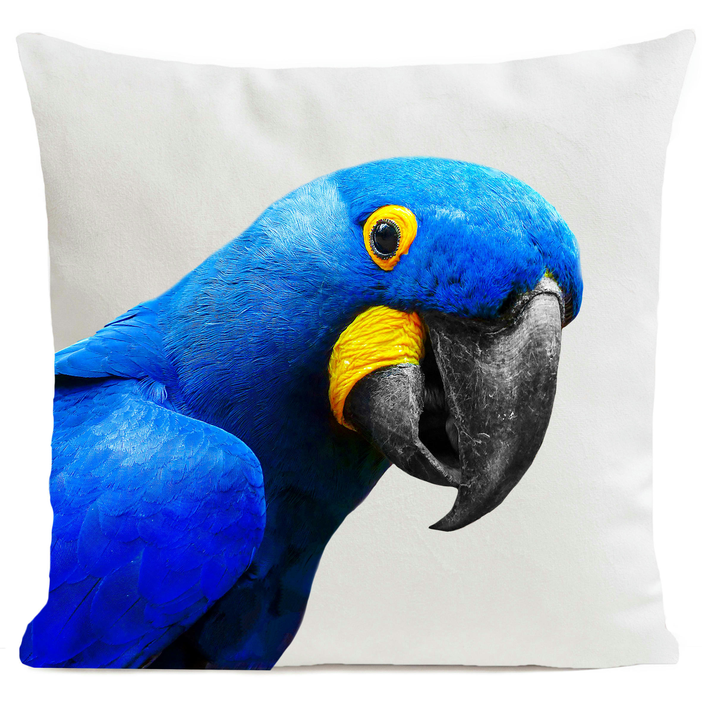 - Coussin tropical perroquet suédine blanc 40x40cm