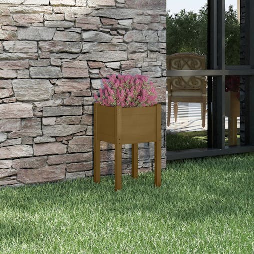 NNEVL Garden Planter Honey Brown 40x40x70 cm Solid Pinewood