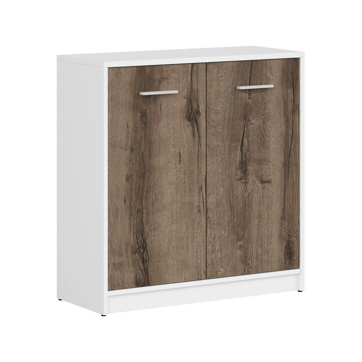 - Buffet 2 portes stratifiés naturel foncé et blanc