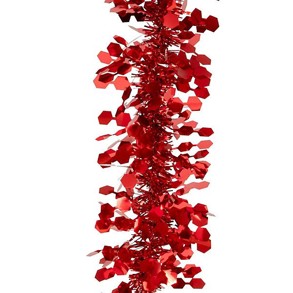 Guirlande brins fins hexagones 10cmx2m 6 plis rouge - feeric lights &christmas
