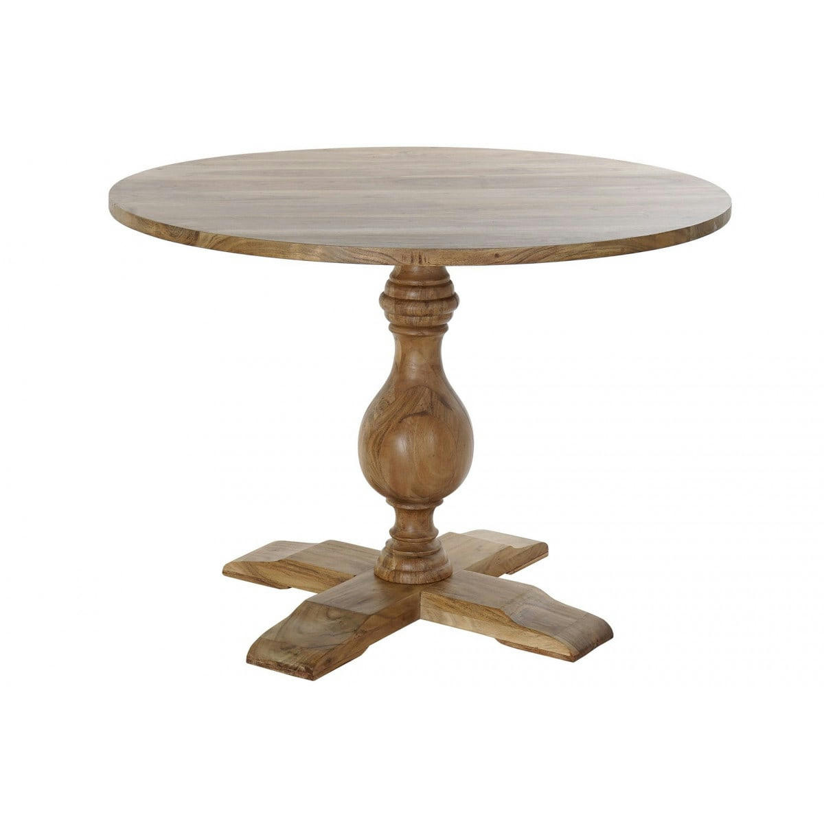- Table ronde salle à manger pied sculpté bois acacia
