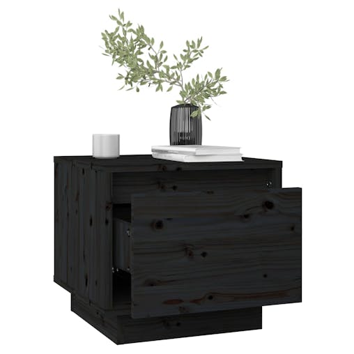 NNEVL Bedside Cabinets 2 pcs Black 35x34x32 cm Solid Wood Pine