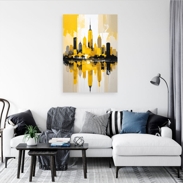 Obraz do salonu sypialni biura, Miasto Budynki Architektura żółty 20x30