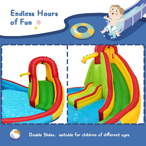 NNECW Inflatable Water Slide Jumping Castle with Two Slides Trampoline