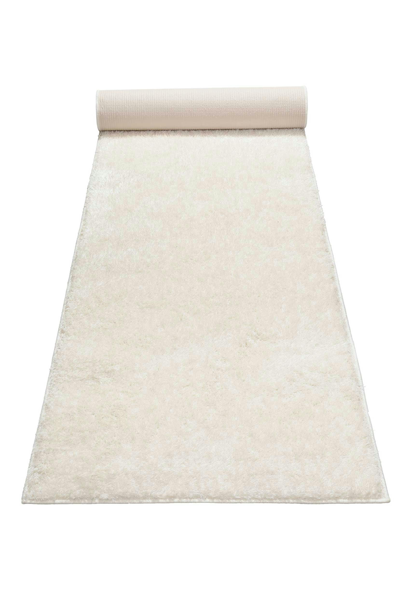 #SWAGGER SHAG - Tapis de couloir poils longs doux brillant blanc crème 80x230