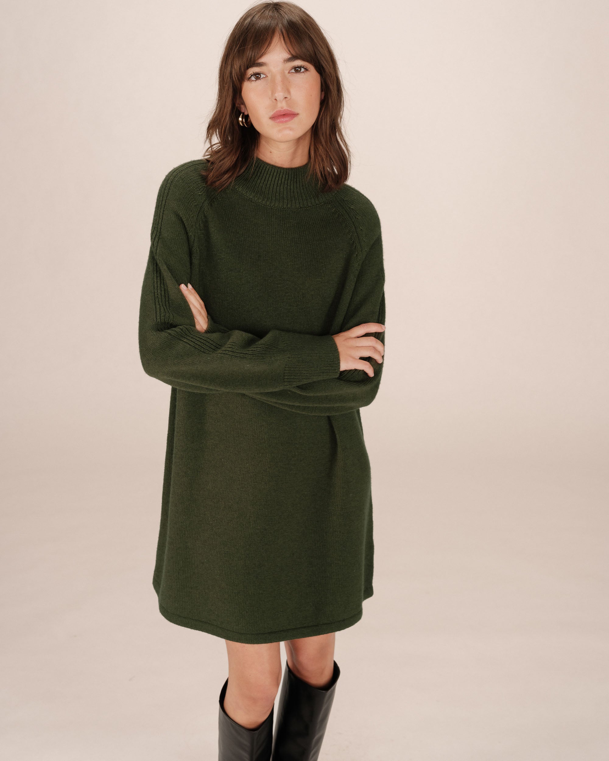 Robe pull courte kaki Sandrine