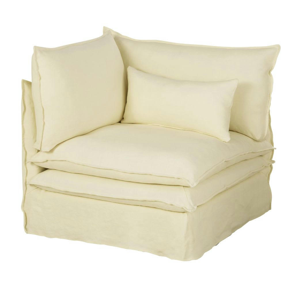 Pompei - Angle pour canapé modulable en lin épais ivoire