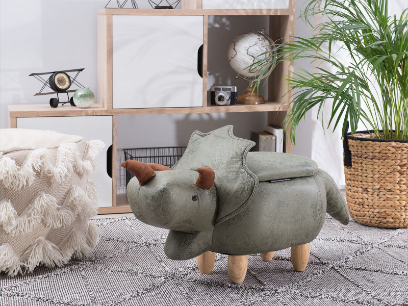 Pufa zwierzak ze schowkiem zielona TRICERATOPS