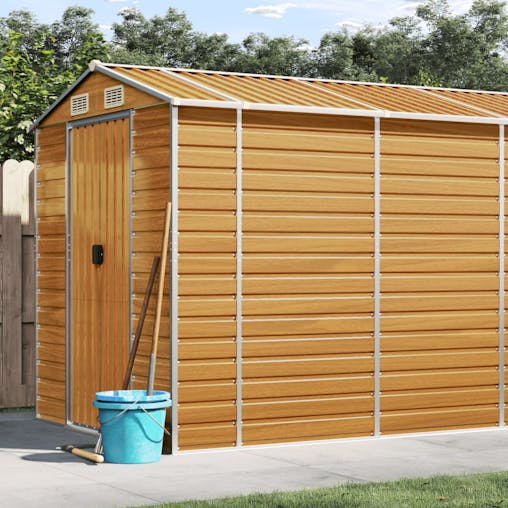 NNEVL Garden Shed Light Brown 191x980x198 cm Galvanised Steel
