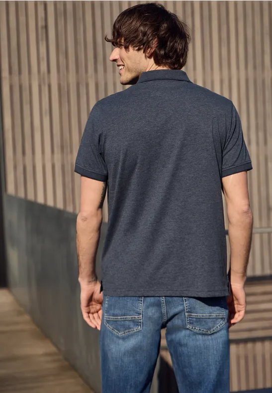 Kurzarm Poloshirt im Melange-Look