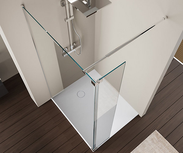 Paroi de douche à l'italienne 200x80cm avec volet de protection, verre ESG de 8mm - NT109