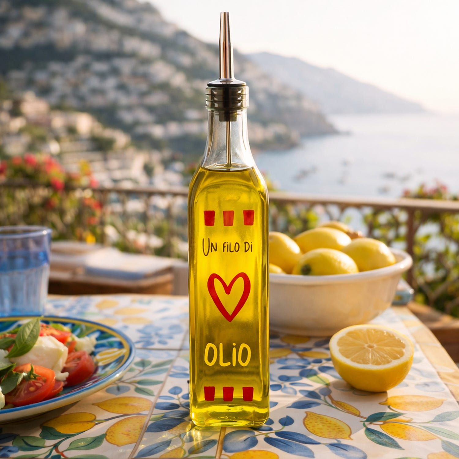 Oliera con beccuccio vetro 500 ml Filo olio Color Bloom