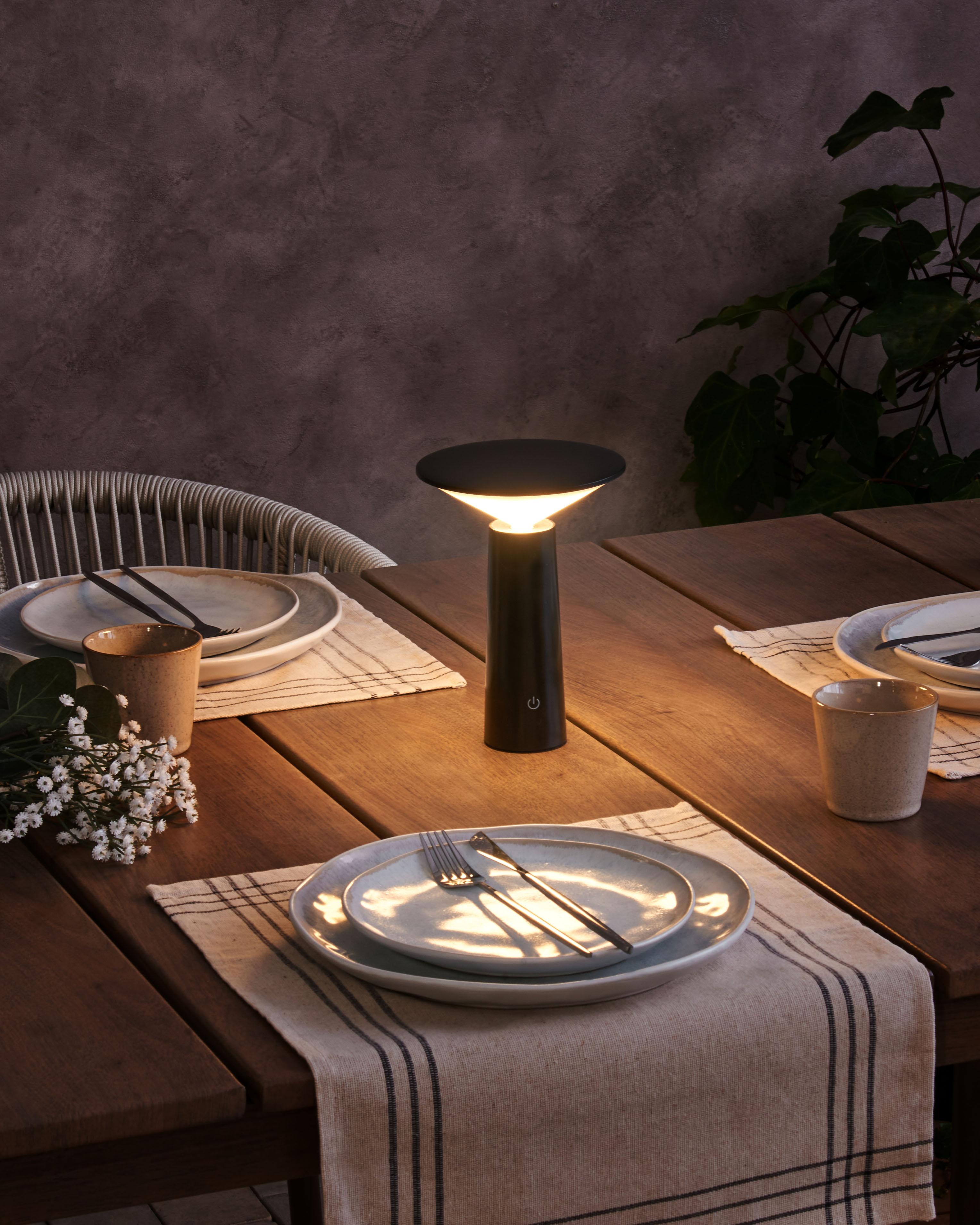 Wireless LED Table Lamp LEVIRA with Dimmer Metal Black