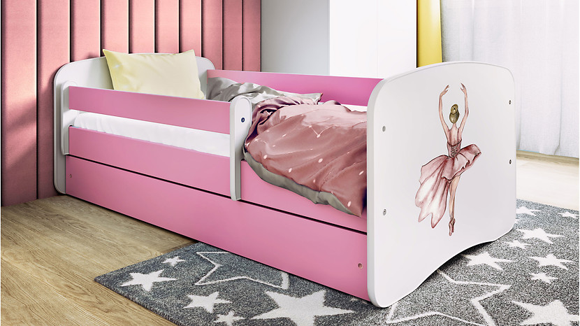 Łóżko Babydreams 140x70 tancerka z szufladą różowe
