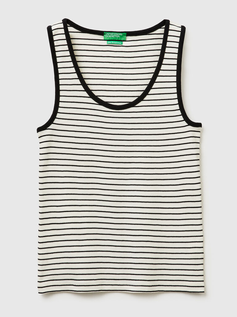 Striped tank top in pure cotton