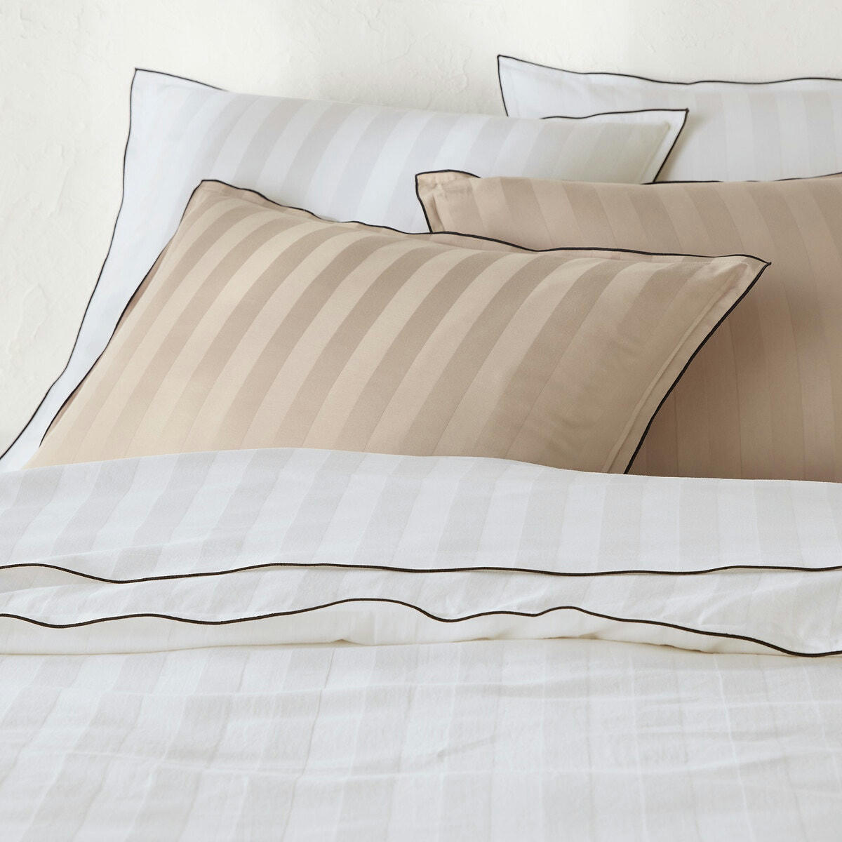 Housse de couette satin de coton lavé, Victor rayé