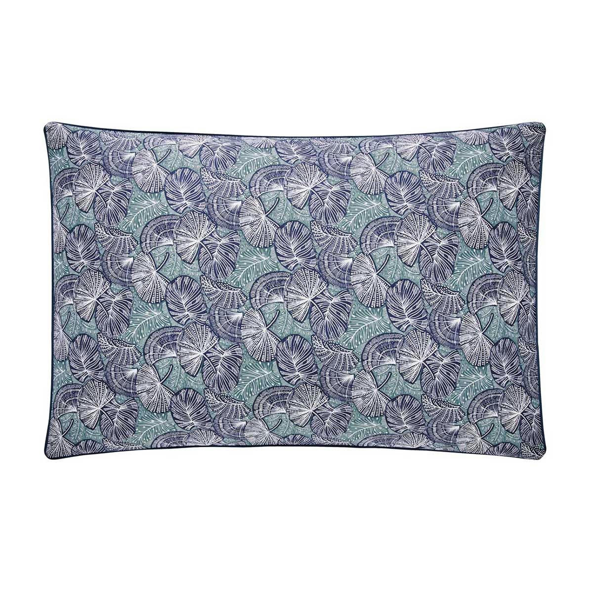 ZEPHYR - Taie d'oreiller en percale de coton bleu/vert 50x75
