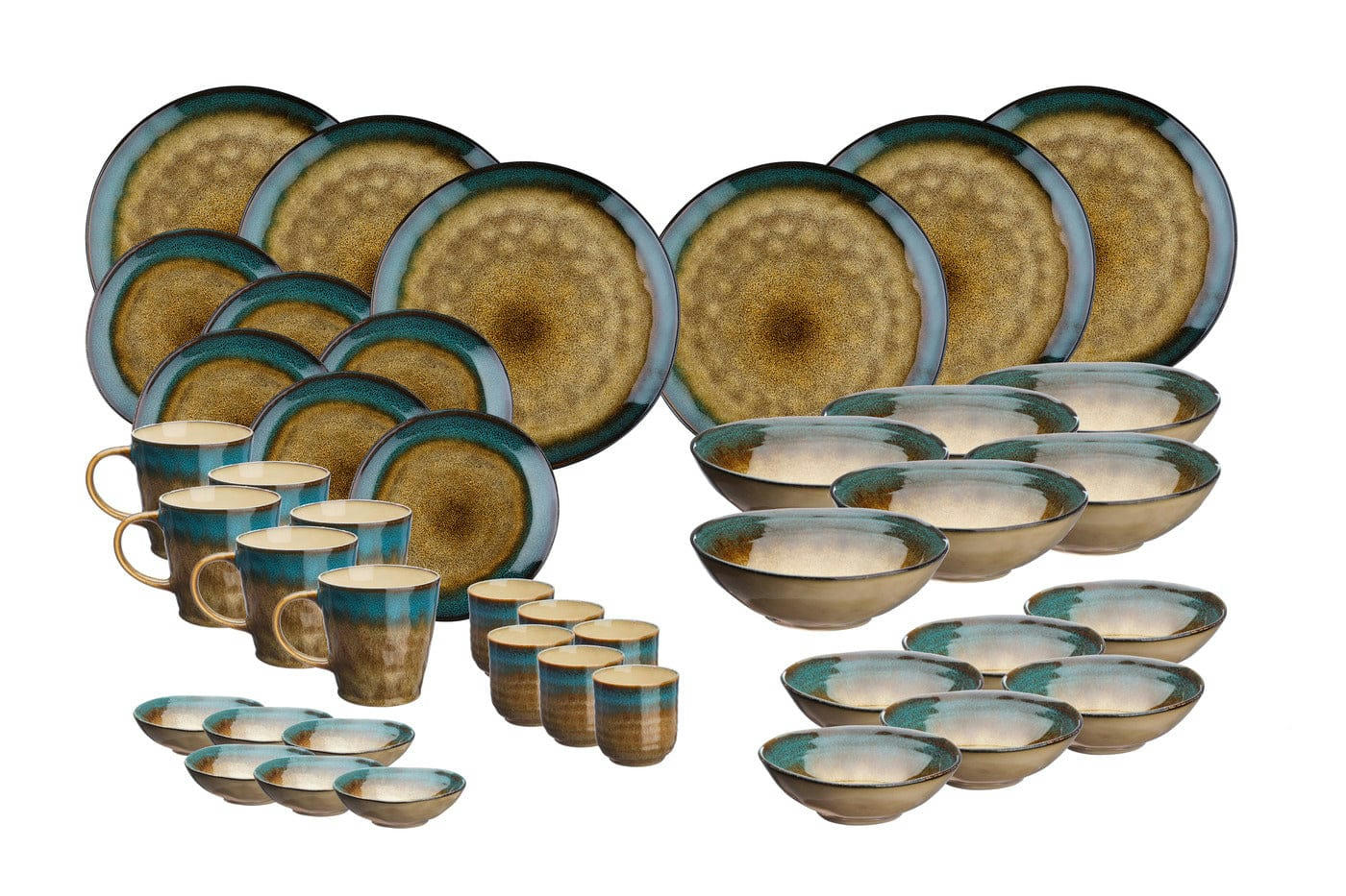 REACTIV - Set vaisselle 42 pièces en grès marron