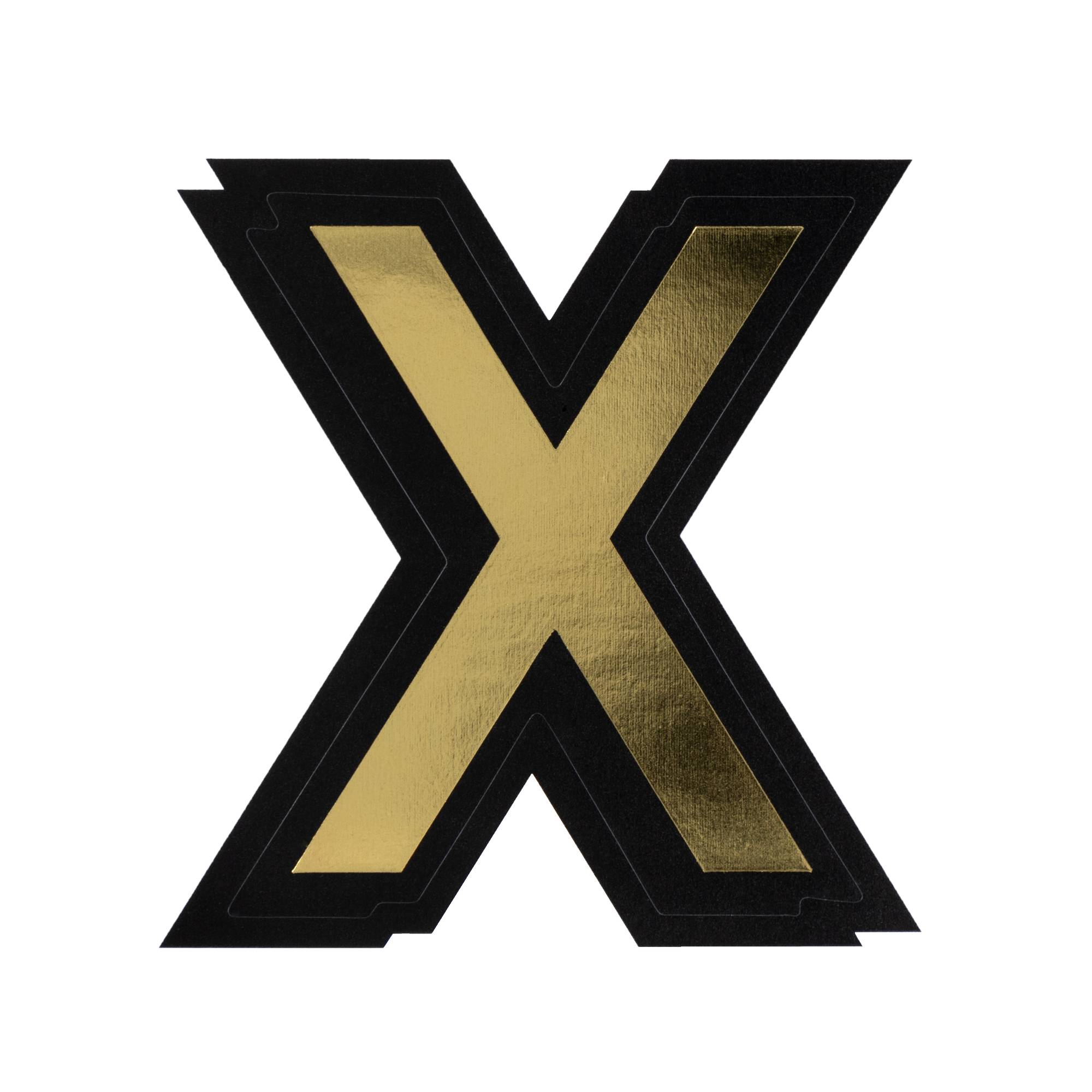Black and Gold Vinyl Letter X Sticker 5cm