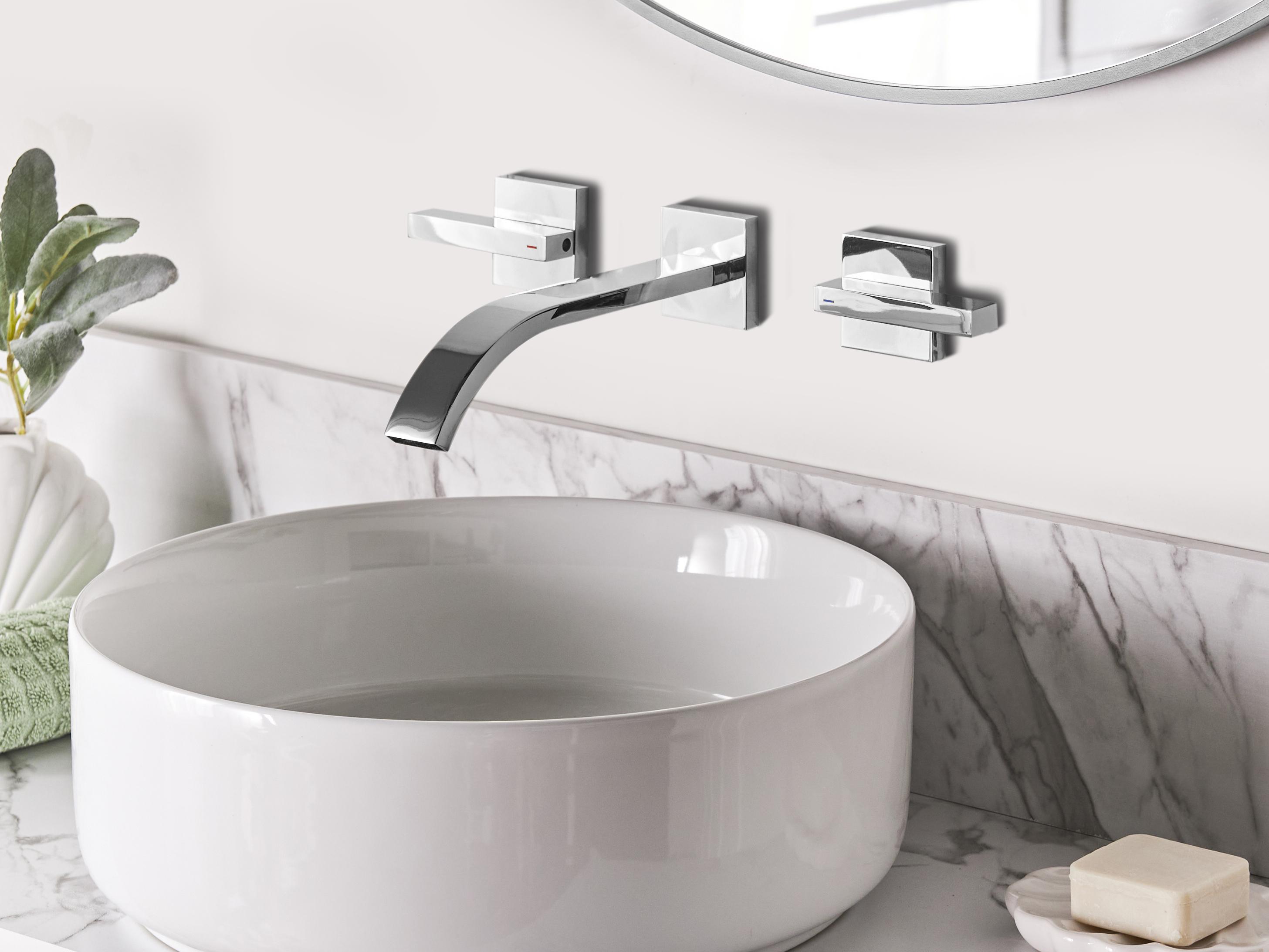 Wall Mounted Basin Mixer Tap BERRACO Brass Silver