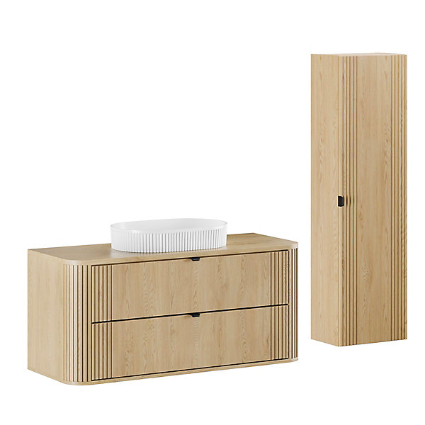 Ensemble meuble simple vasque 120cm et colonne Mila Bois