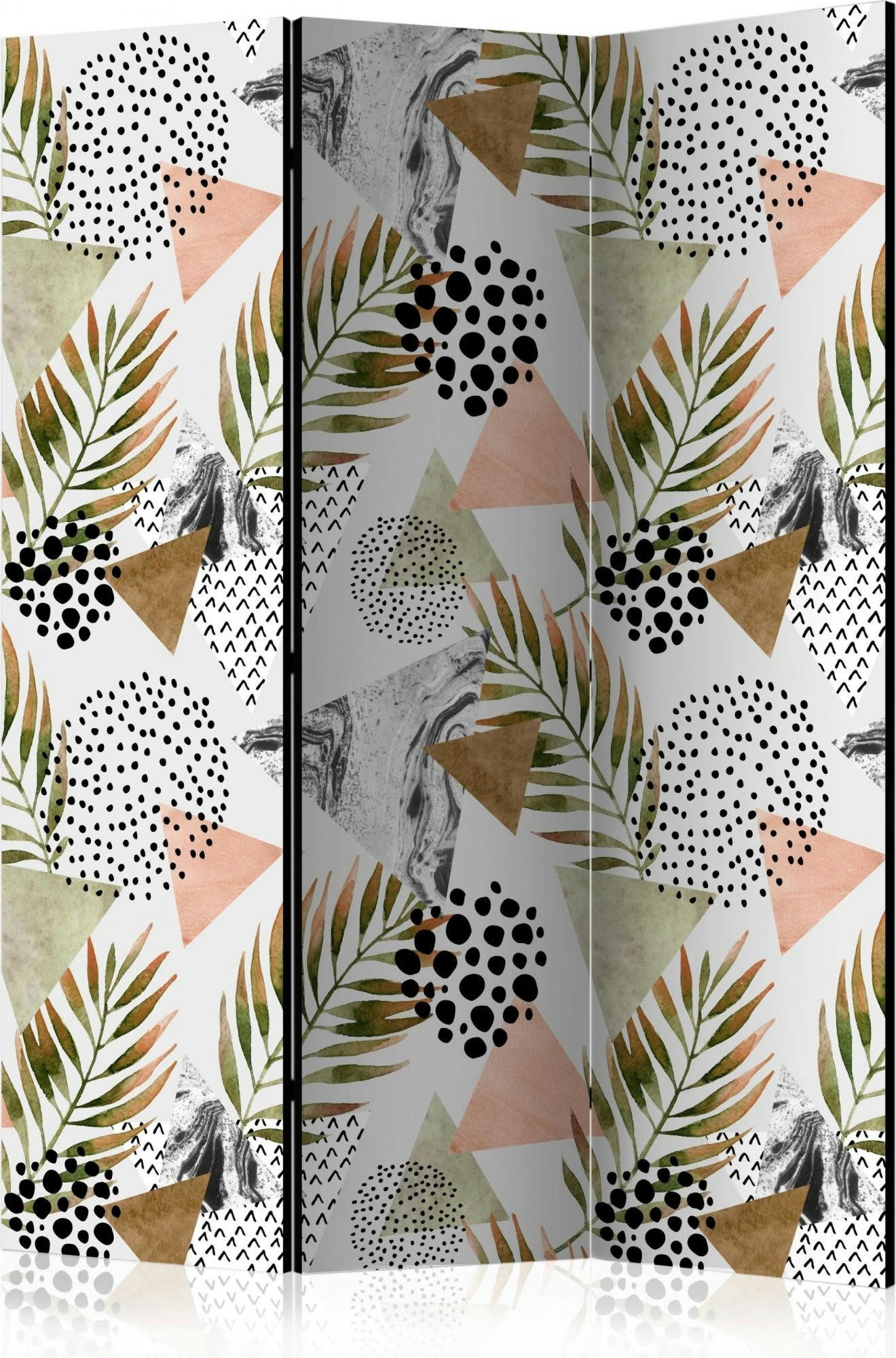 TROPICAL GEOMETRY - Paravent Vintage Toile intissée Rose