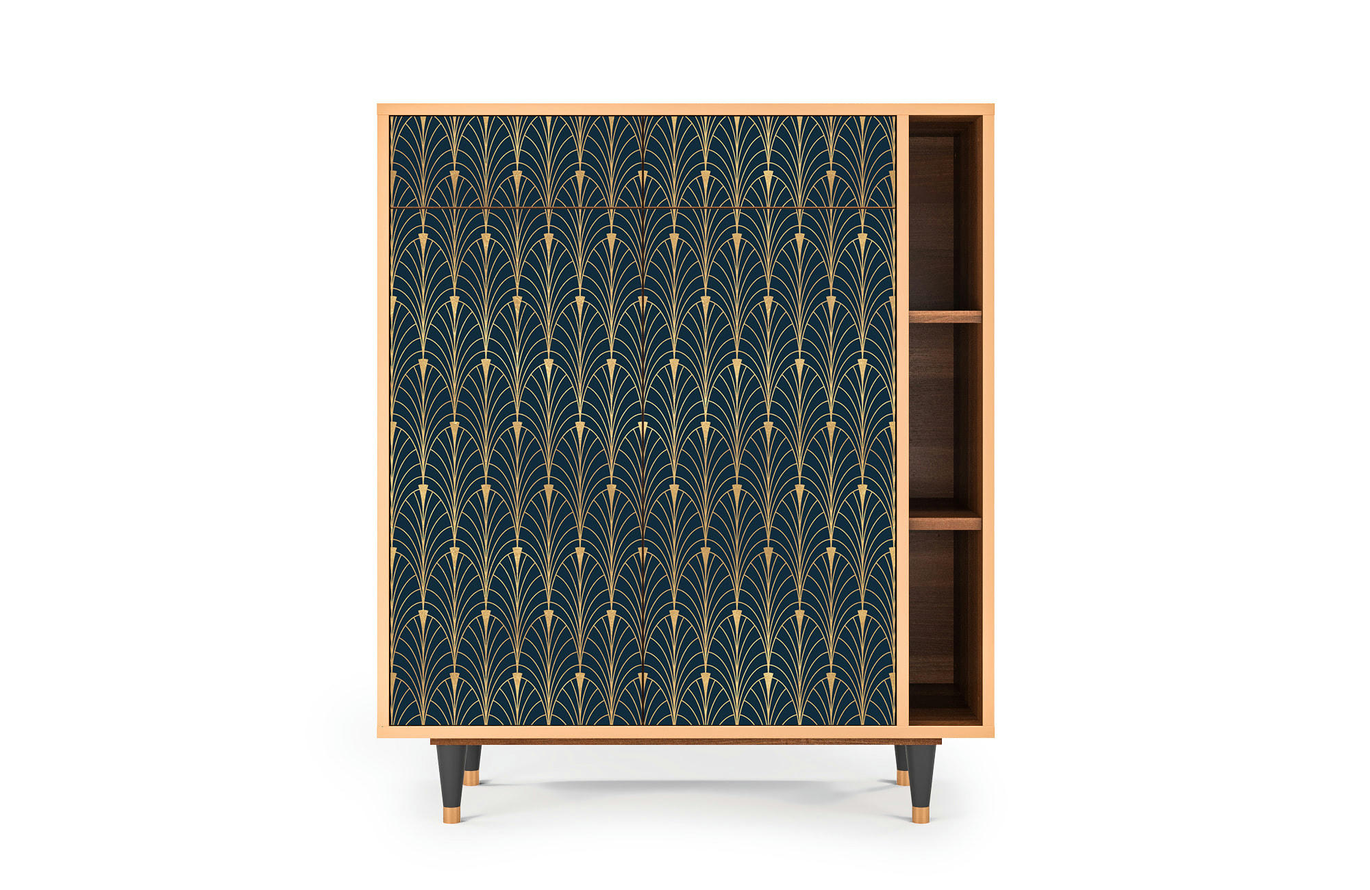 FLOWER OF THE NILE - Buffet  bleu et jaune 2 tiroirs et 2 portes L 94 cm