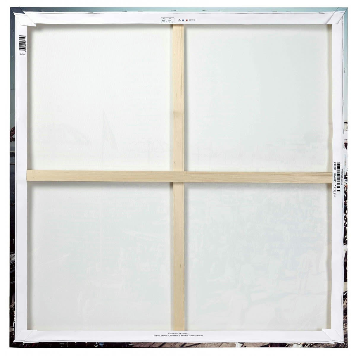 BARQUE - Tableau sur toile barque bleue 90x90cm