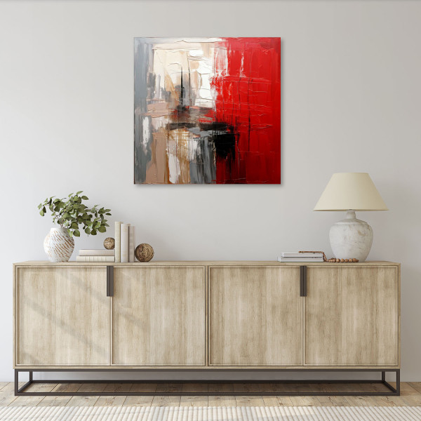 Feeby Obraz do salonu, Abstrakcja Malarstwo Tekstura Czerwień 30x30