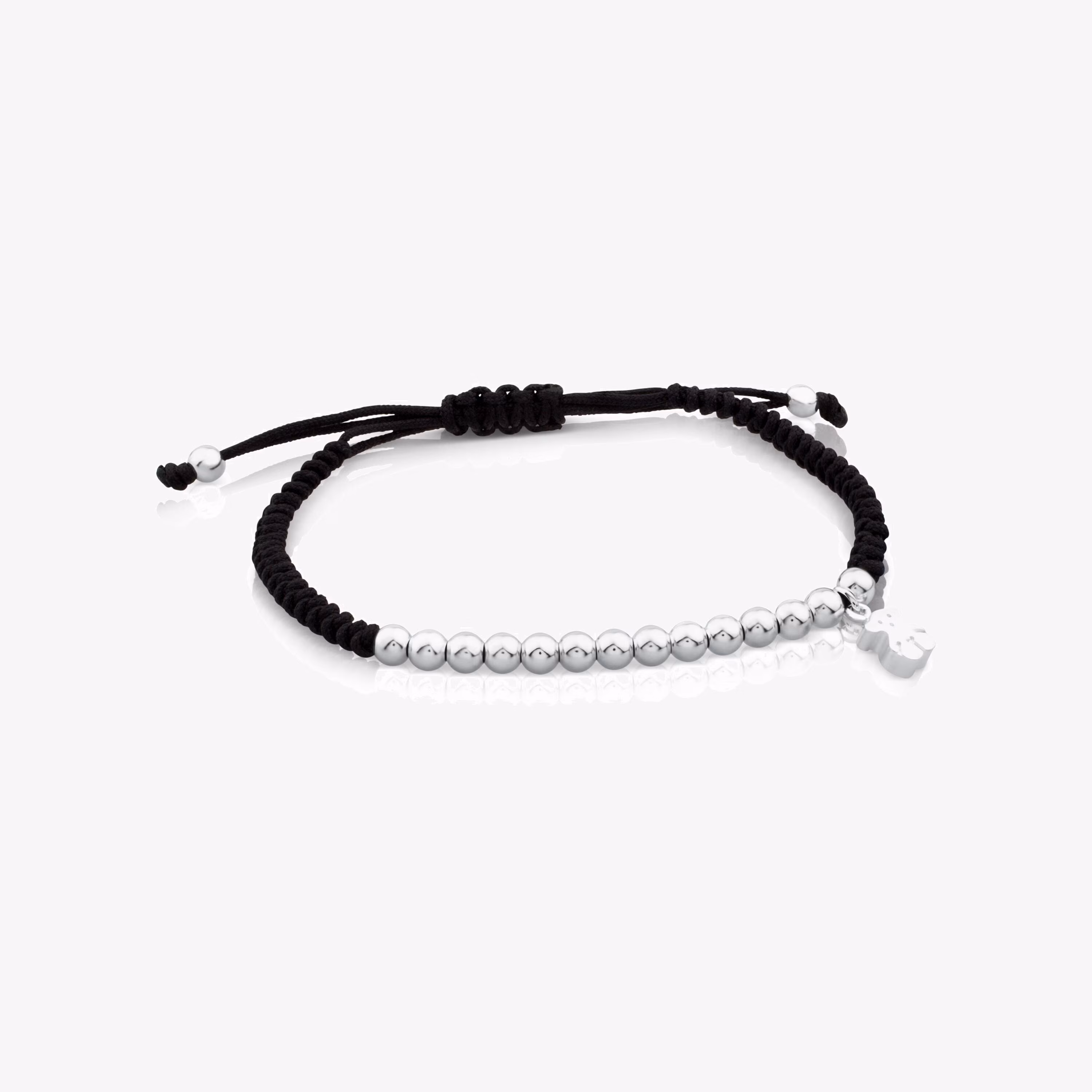 Pulsera de plata y cordón en color negro Hiper Micro
