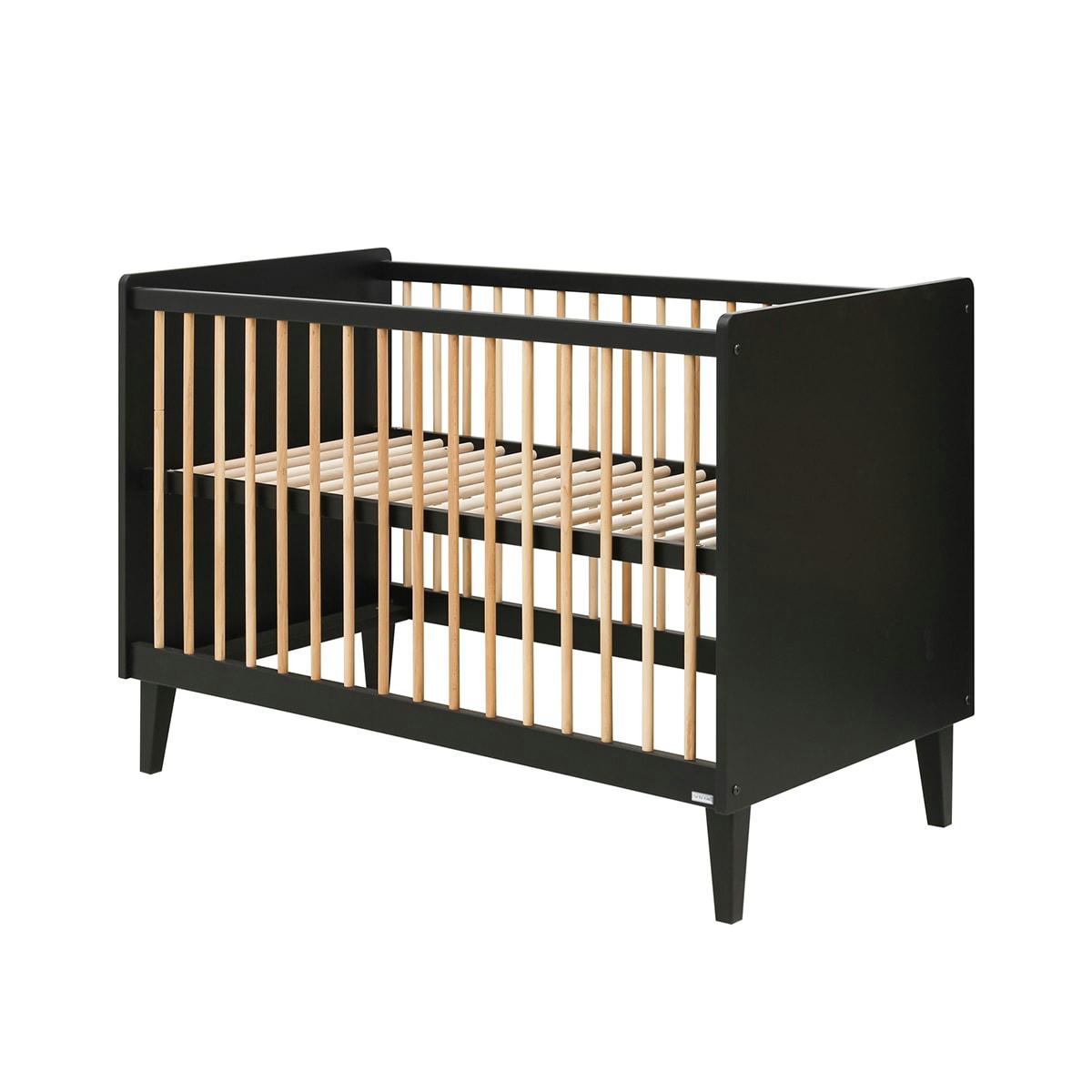 DUO - XEM - Lit bébé 60x120 armoire 2 portes noir naturel