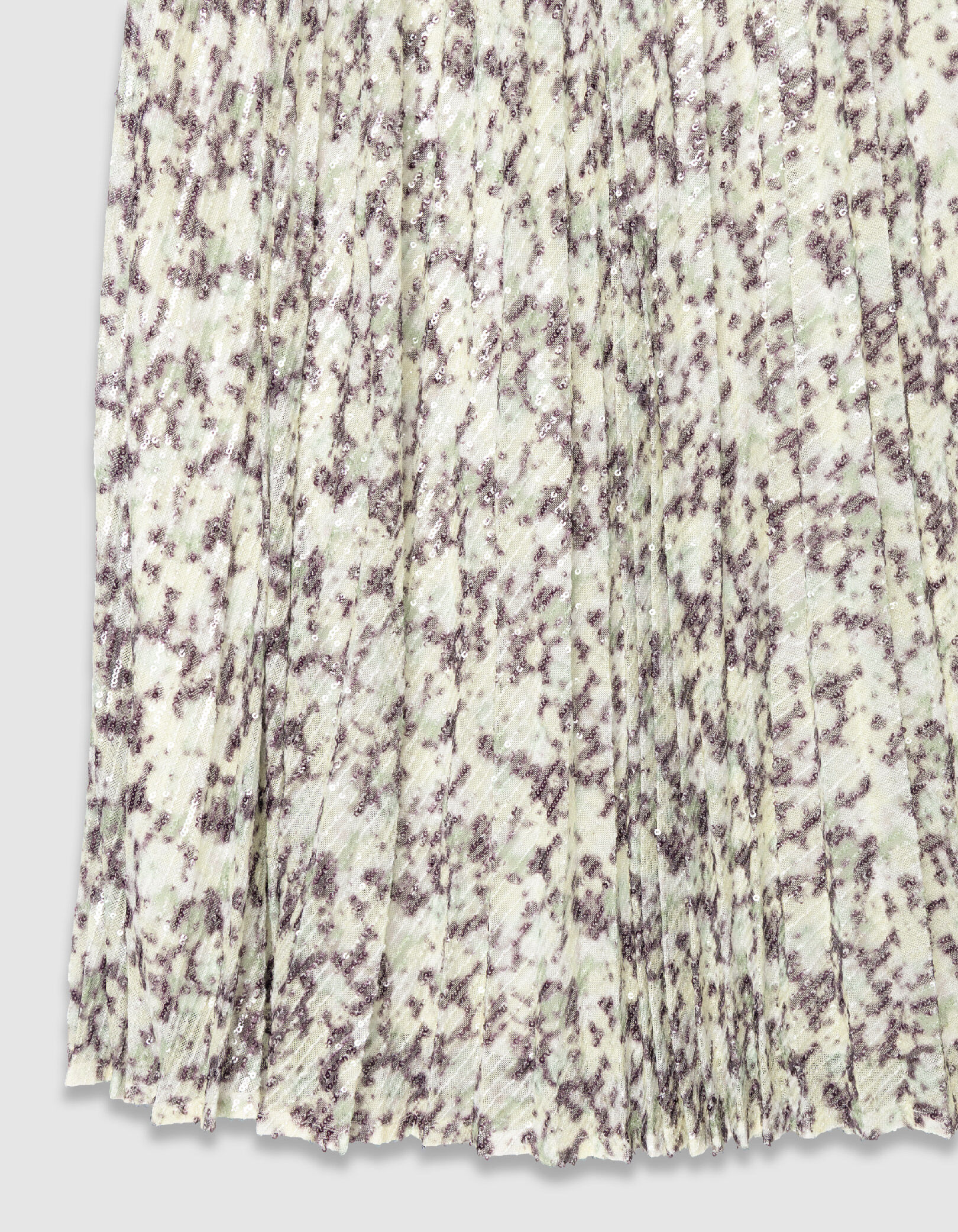 Jupe plissée verte camouflage broderies sequins Femme