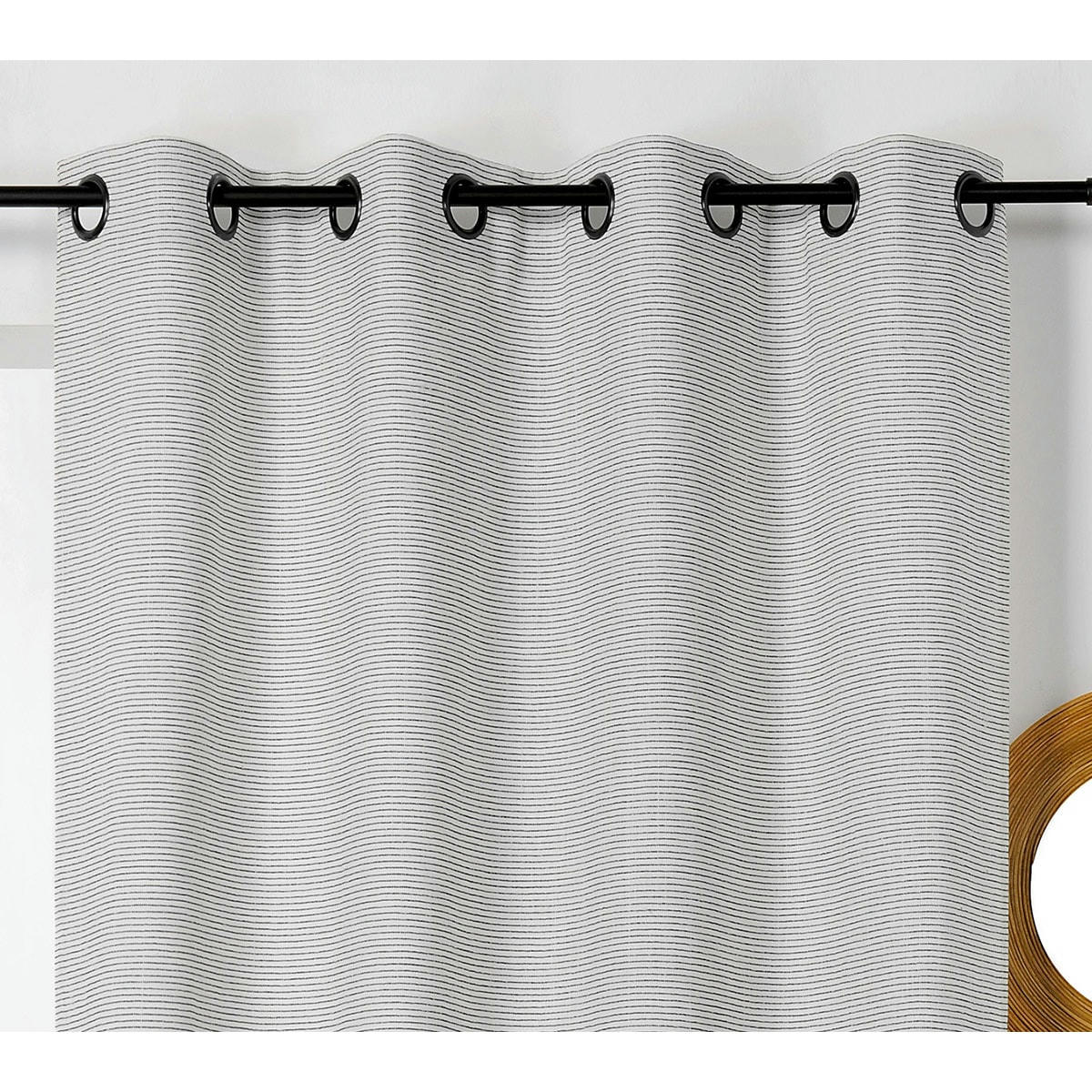 - Rideau rayé esprit bohème chic coton beige 135x260 cm