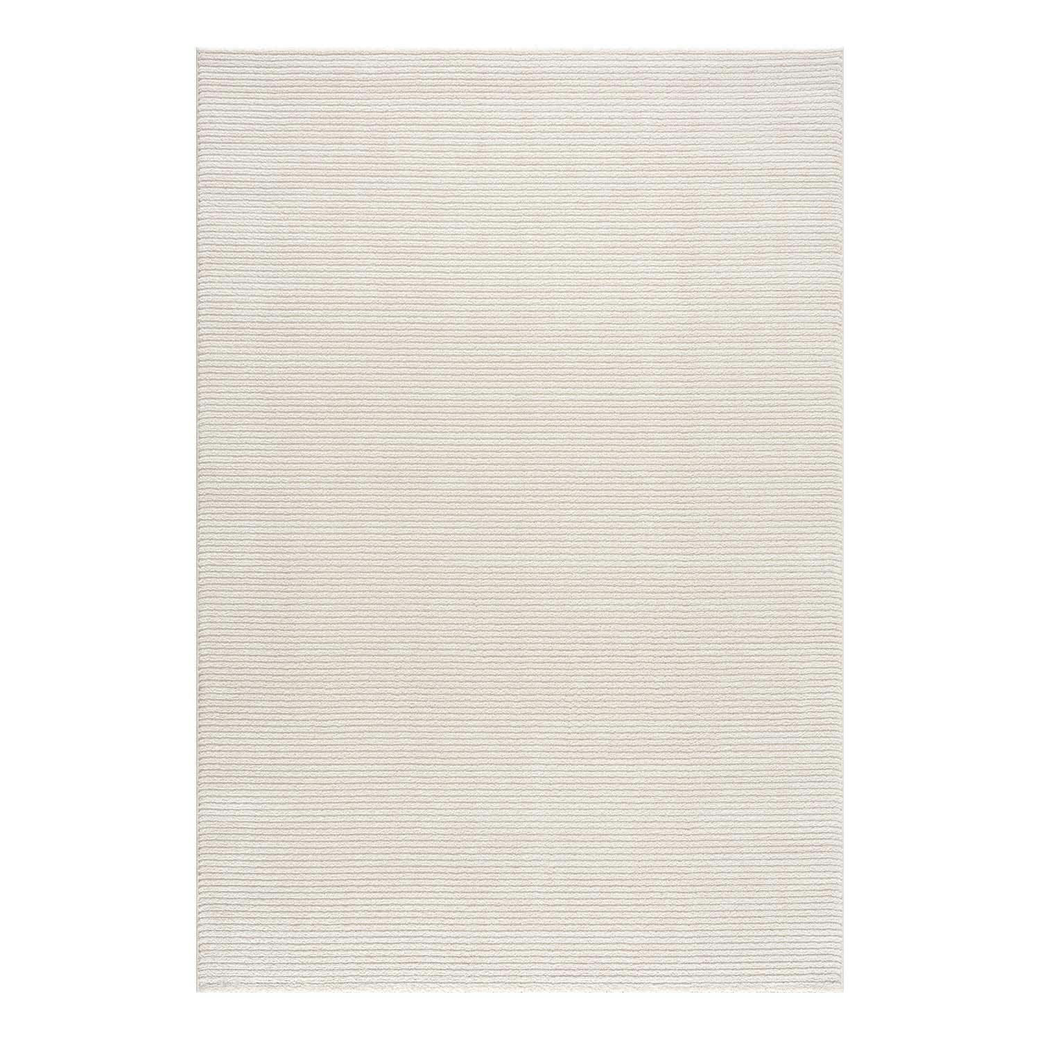 TARA - Tapis uni blanc à relief linéaire 80x150cm