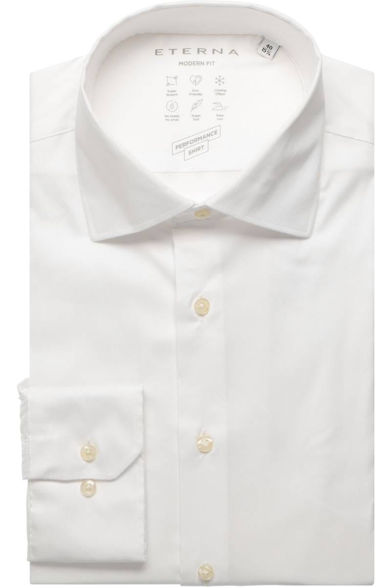 ETERNA Performance Modern Fit Tencel Hemd weiss, Einfarbig (extra kurzer Arm)