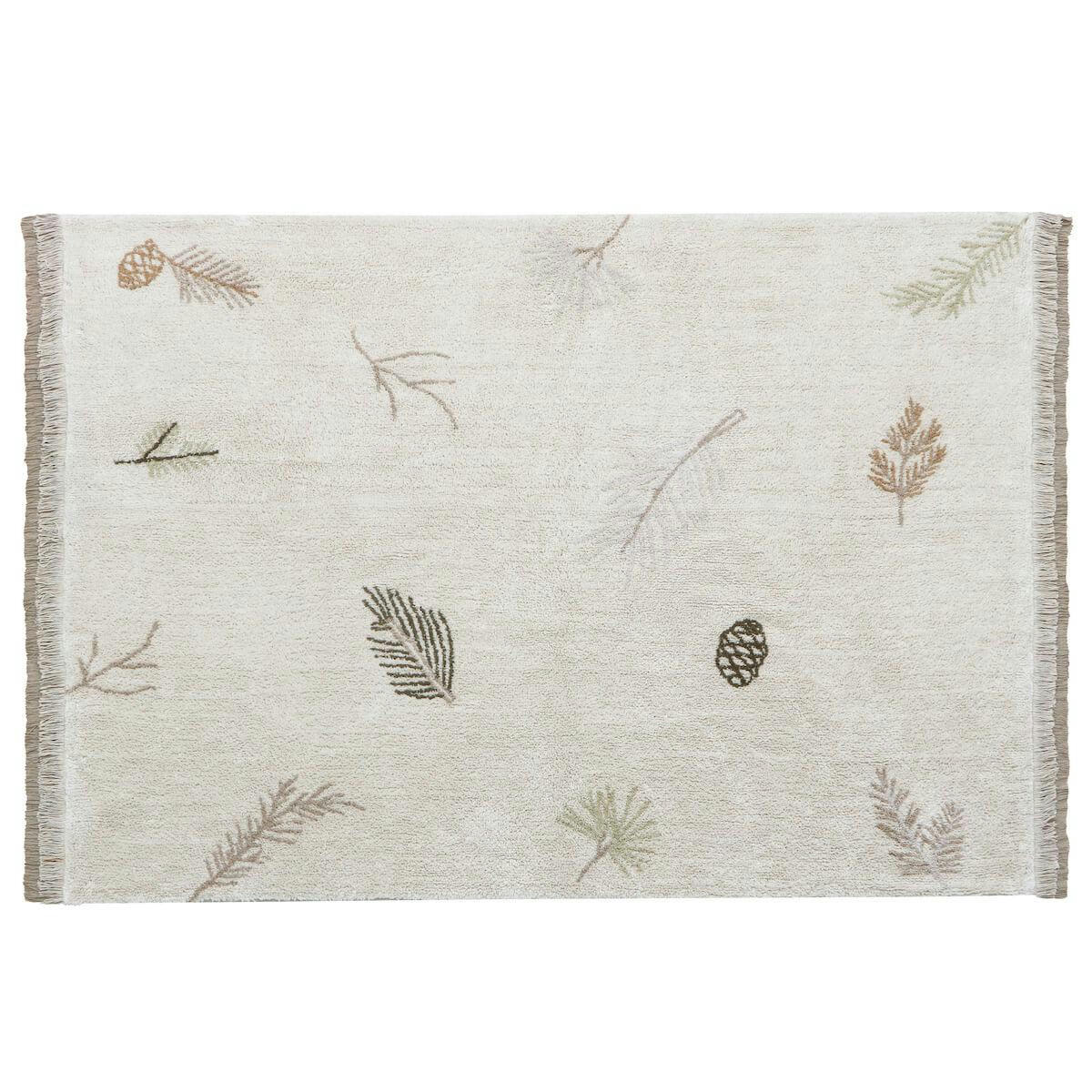 PIN - Tapis coton lavable forêt de pins beige 170x240cm