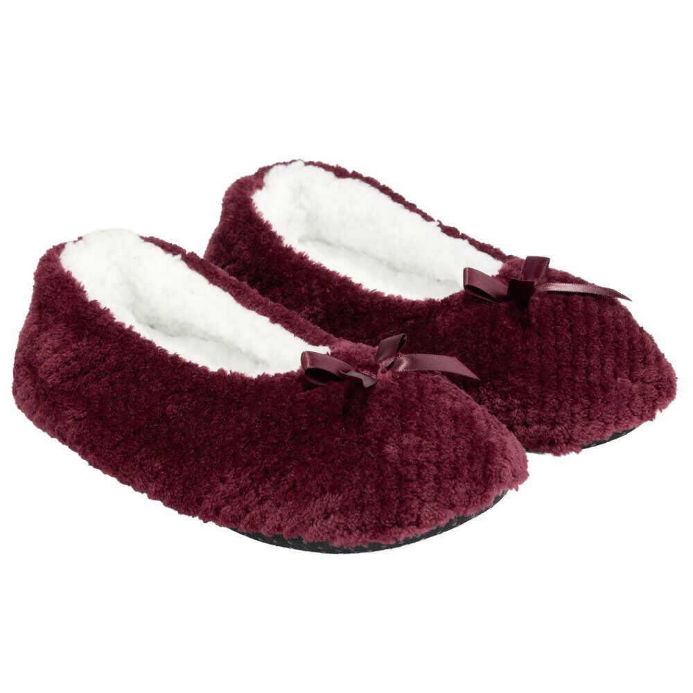 Chaussons ballerines fourrés femme rouge bordeaux 40/41