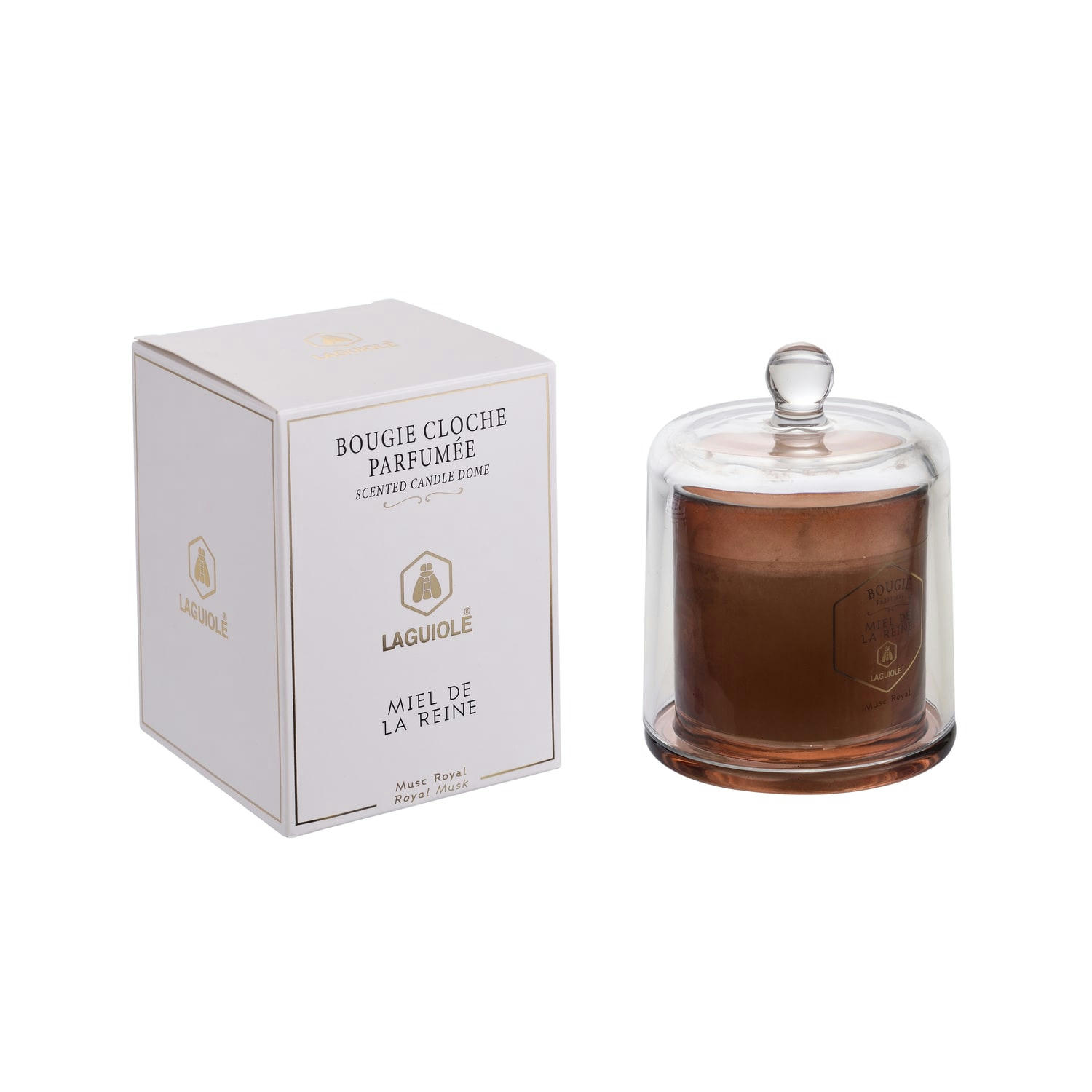 - Bougie parfumée au miel et musc blanc - en verre marron - 145g
