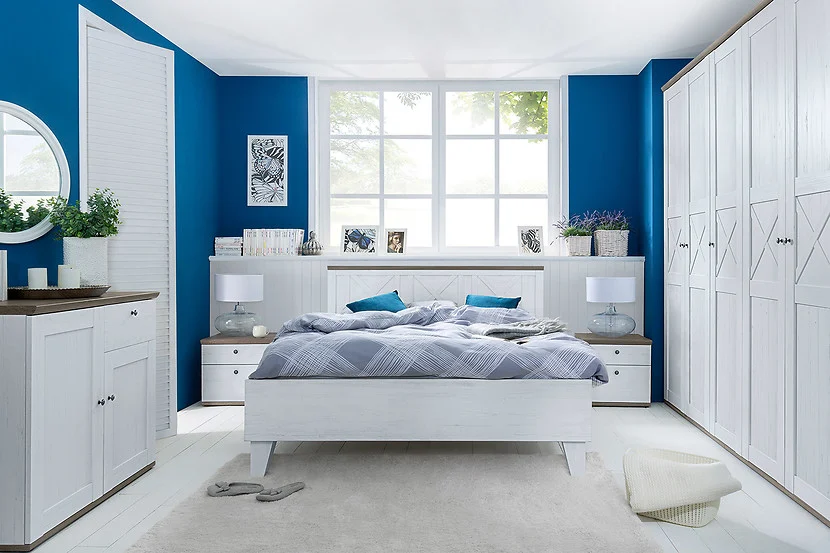 Zestaw Stockholm szafa i łóżko 160x200 sosna andersen biała