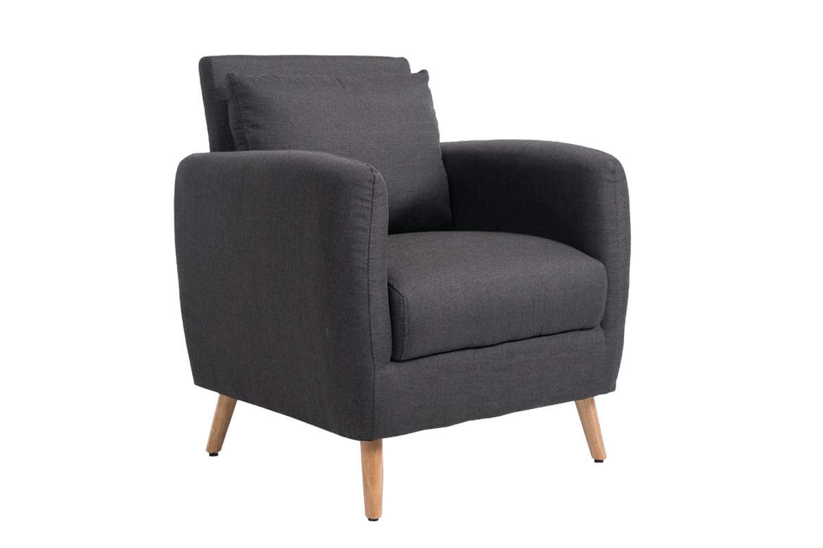 TILGRAD - Fauteuil avec pieds en bois et accoudoirs en tissu Gris foncé