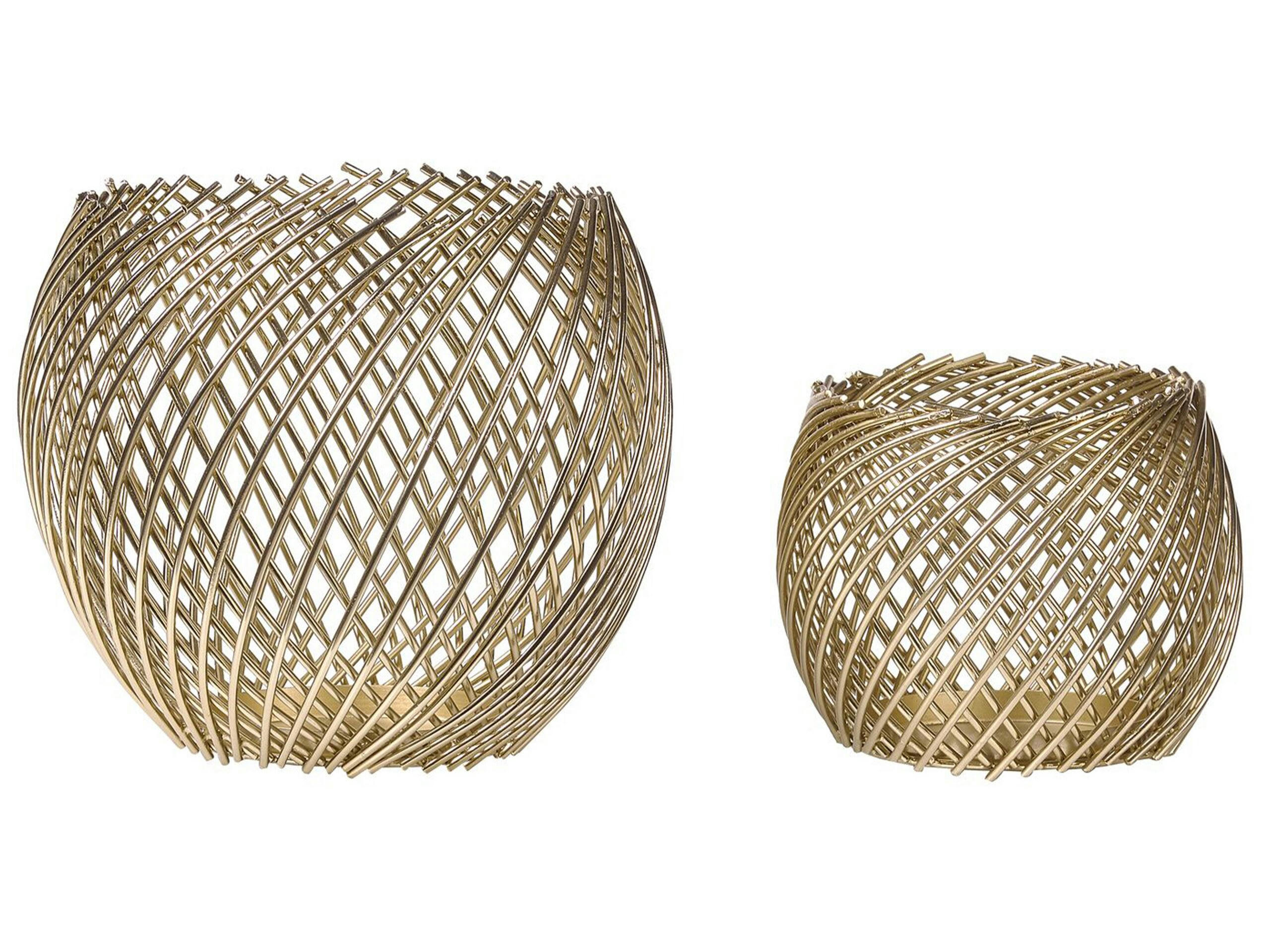 TANDUY - Lot de 2 bougeoirs dorés 18 22 cm