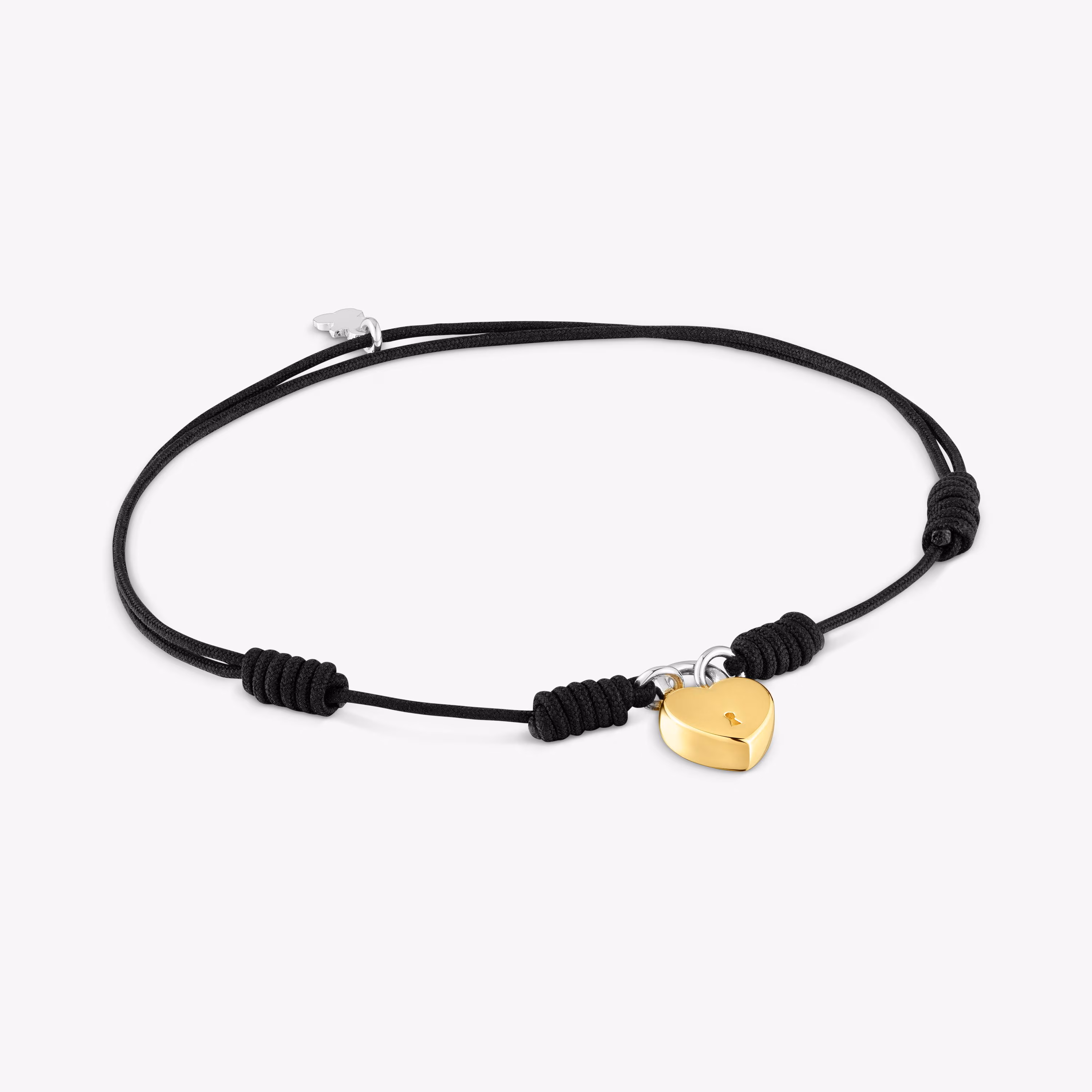 Pulsera de nylon negro con motivo corazón candado bicolor TOUS Unlock