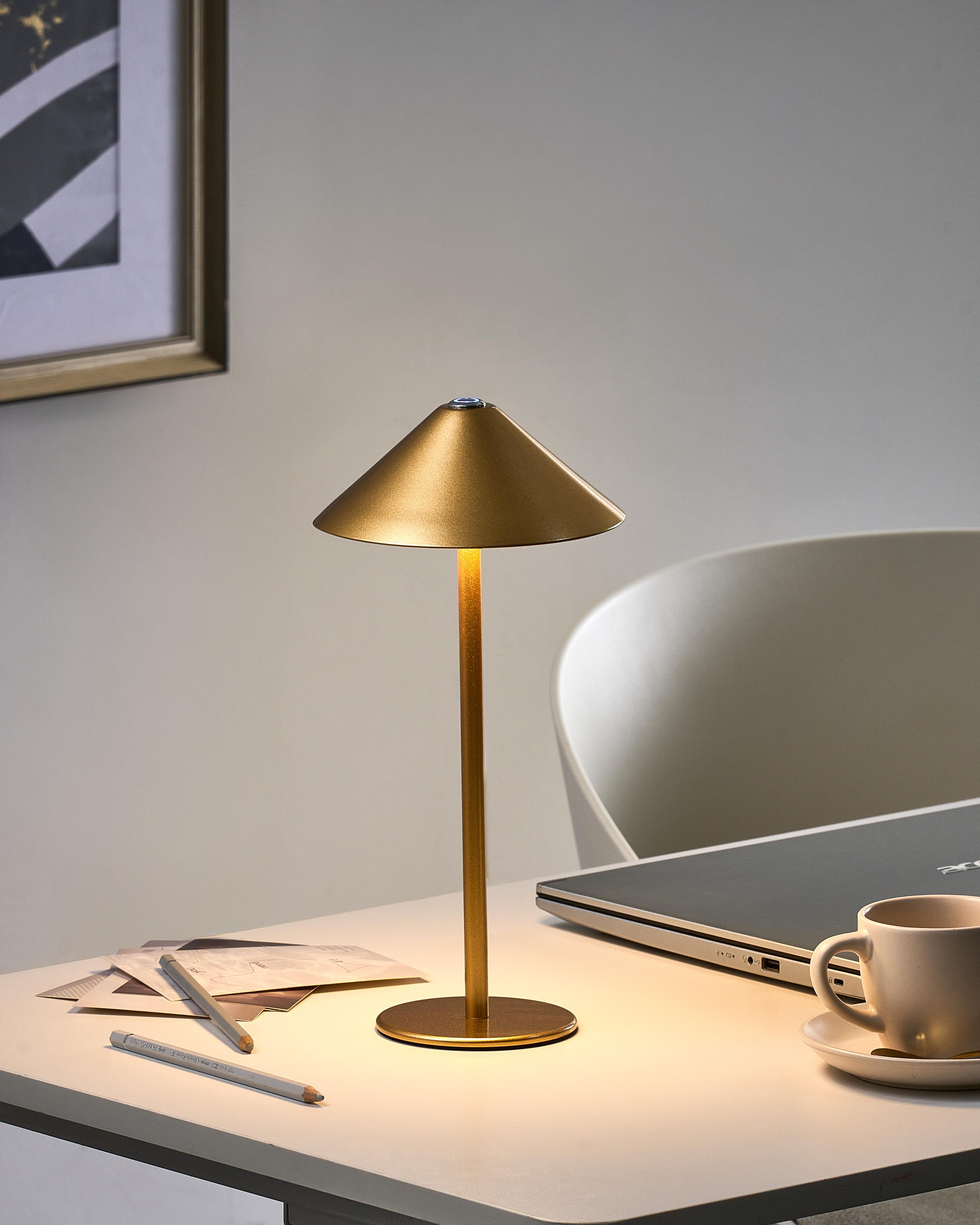 Wireless LED Table Lamp MODJO with Dimmer Metal Gold