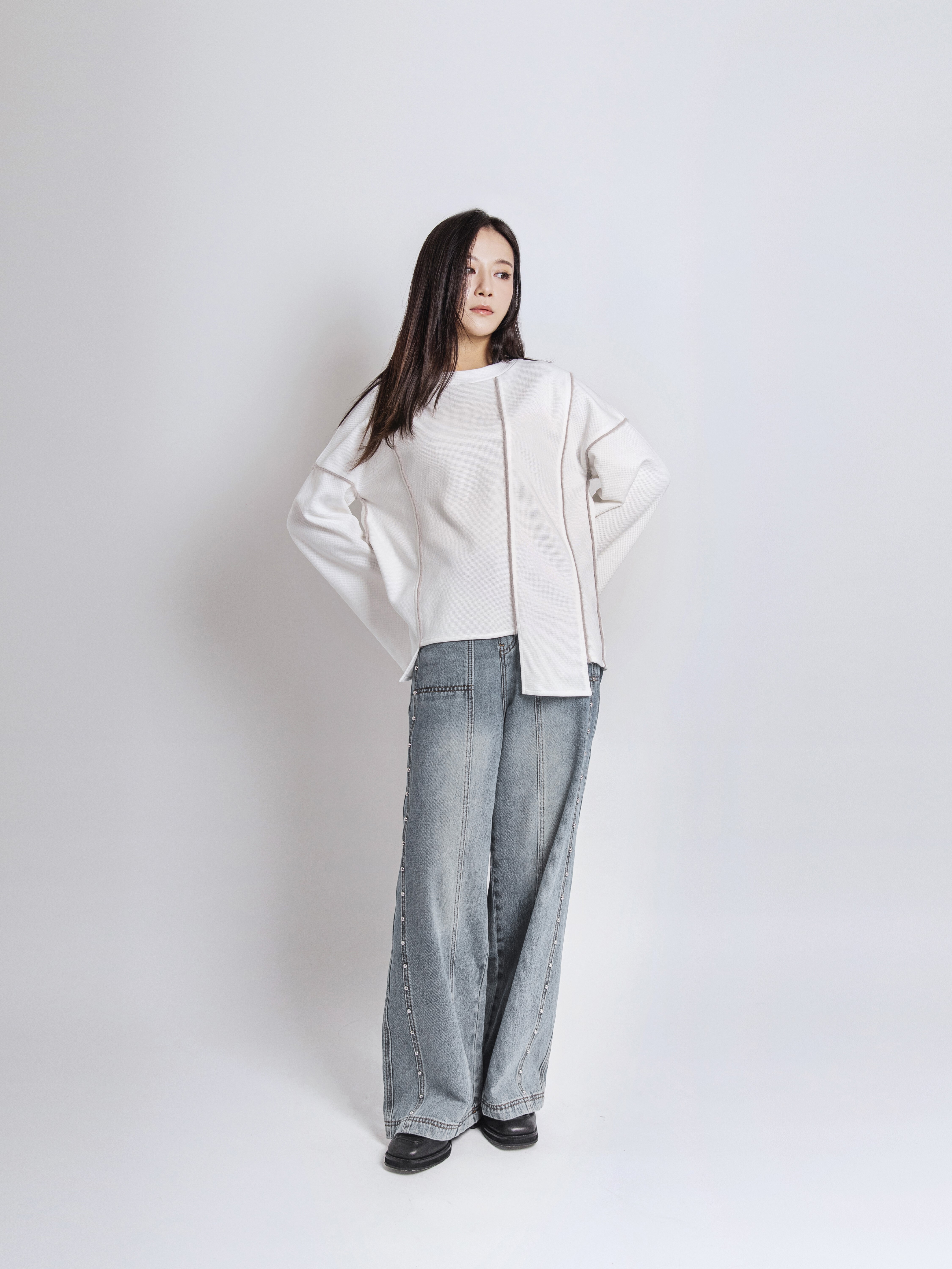 Oversized fluffy trim top - 25WRT225A