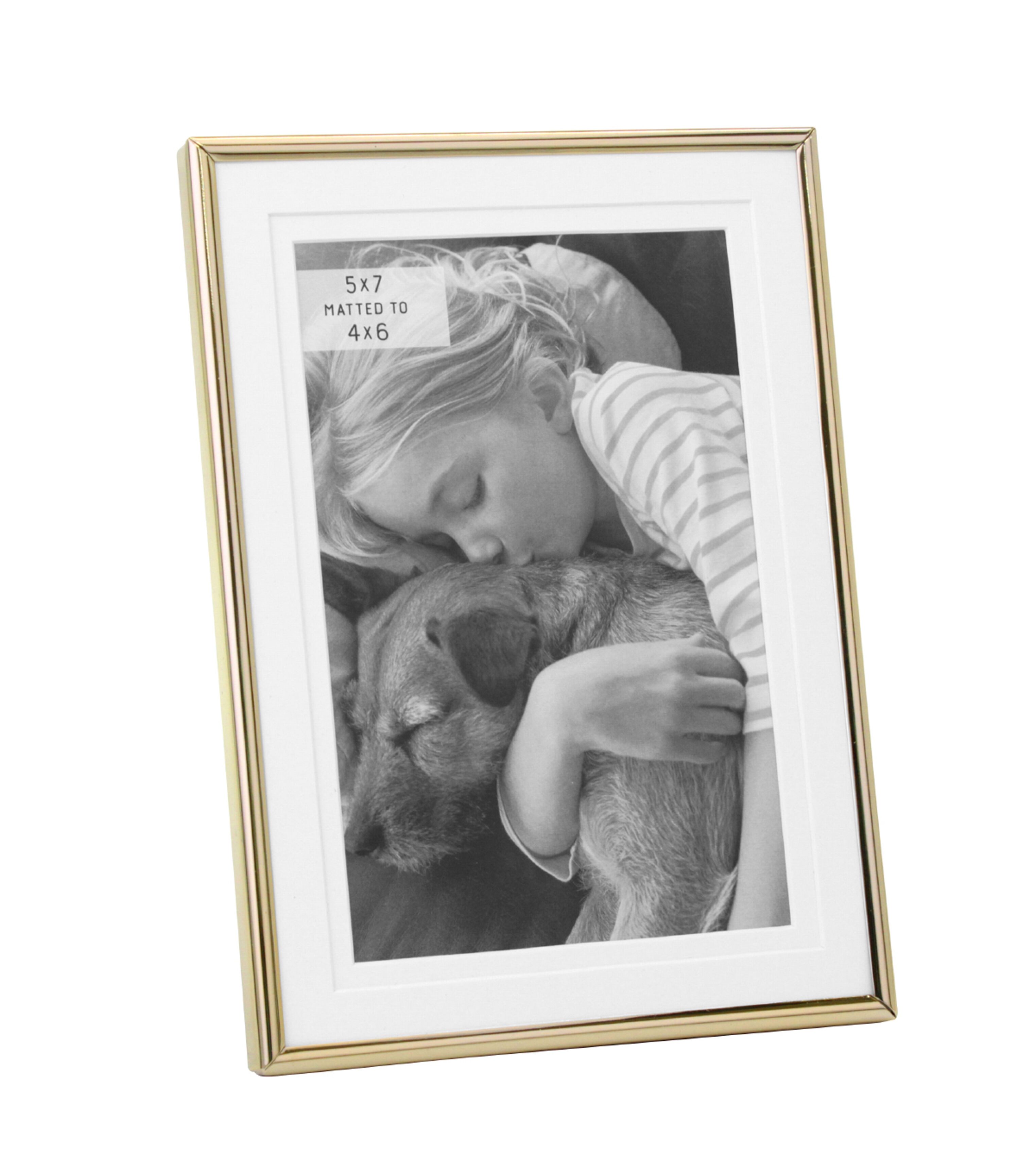 5 x 7 Matted to 4 x 6 Gold Tabletop Picture Frame