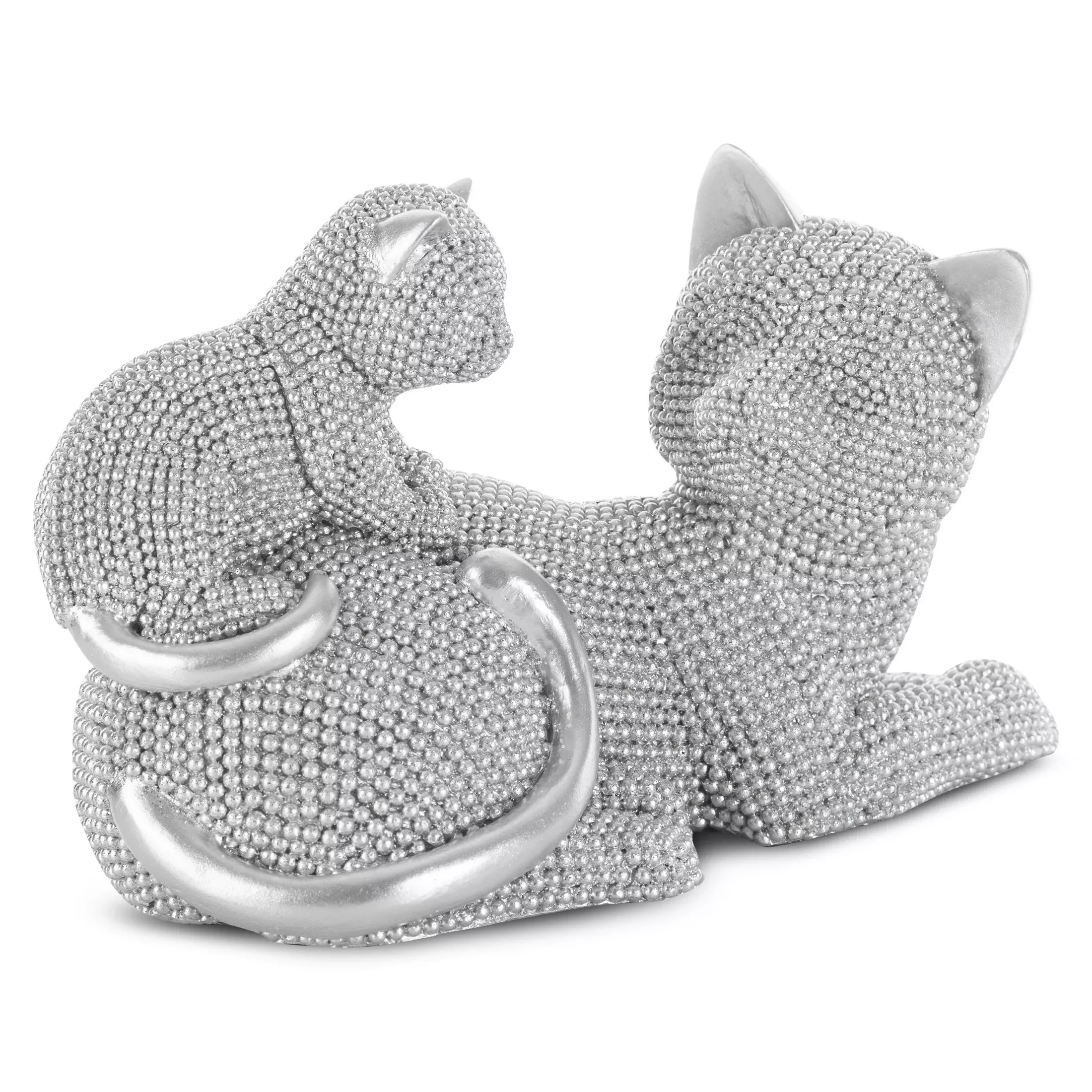 Figurka srebrna koty o drobnym strukturalnym wzorze 19x9x12 cm ELDO