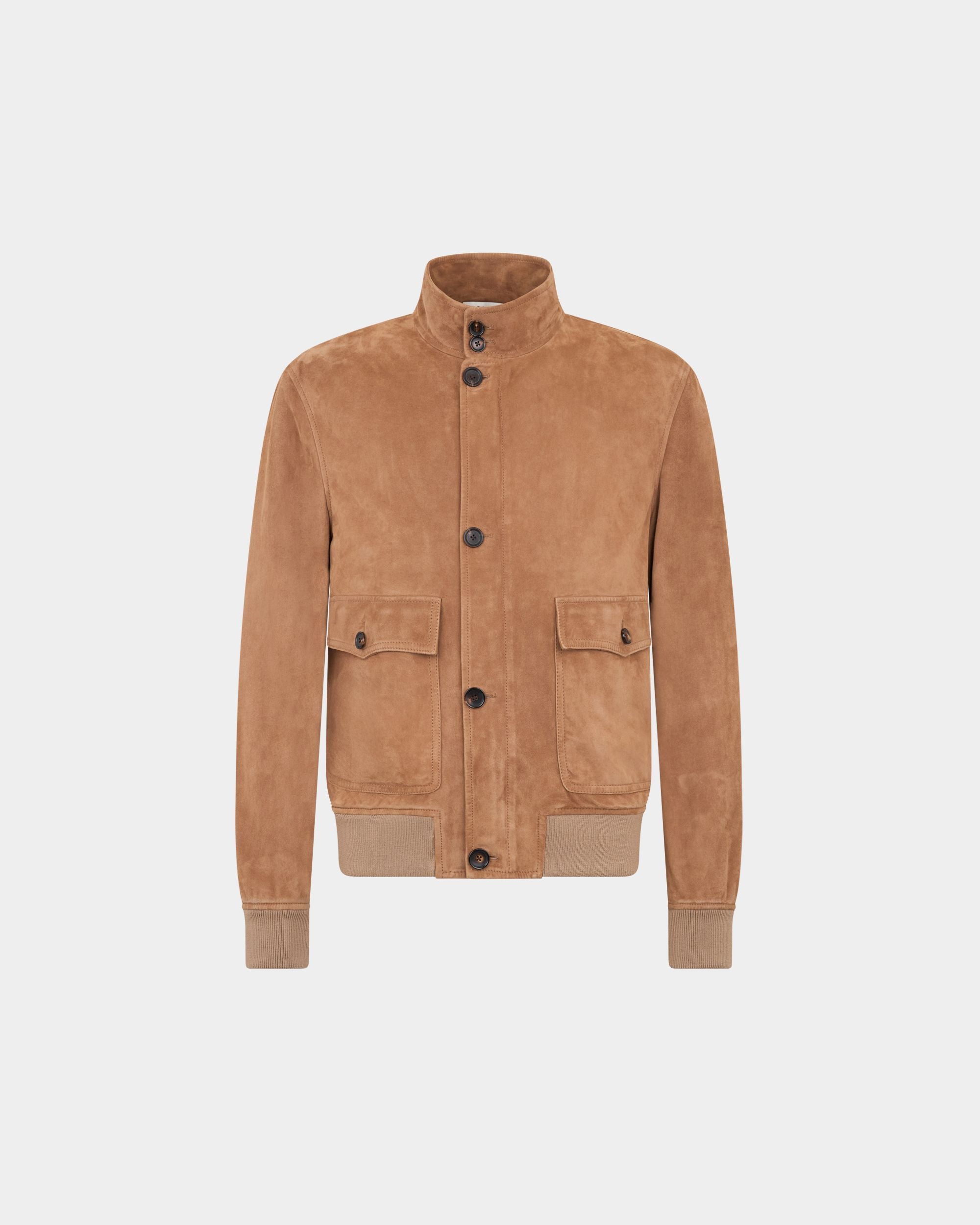 Harrington-Jacke aus Veloursleder in Light Beige