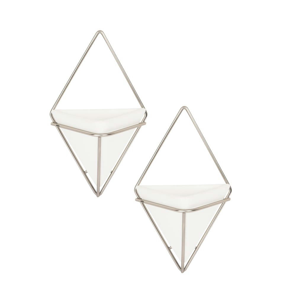 TRIGG - Lot de 2 vases muraux trigg céramique chromé