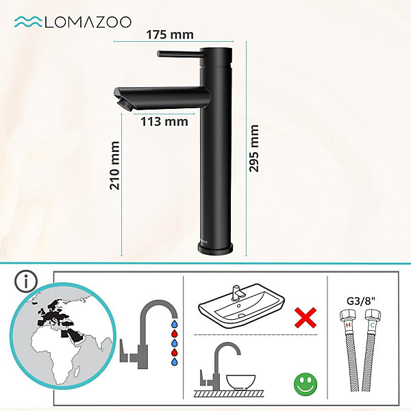 Mitigeur de lavabo LOMAZOO noir Ceres