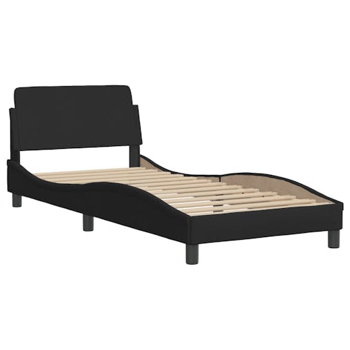 NNEVL Bed Frame with Headboard Black 90x190 cm Fabric